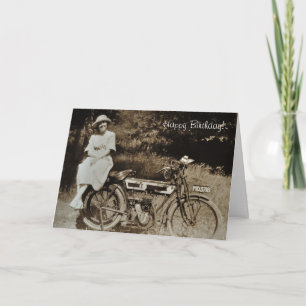 Carte d'anniversaire vintage moto