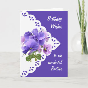 Carte d'anniversaire vintage Pansy Flower Partner