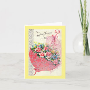 Carte d'anniversaire vintage Parasol