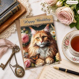 Carte d'anniversaire vintage pour amateur de chat 