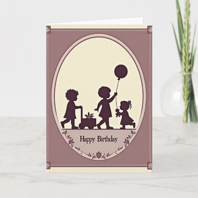 Carte d'anniversaire vintage pour enfants (Devant)