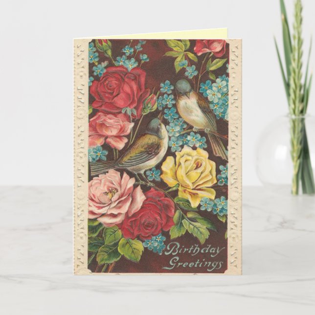 Carte d'anniversaire vintage pour une fille (Devant)