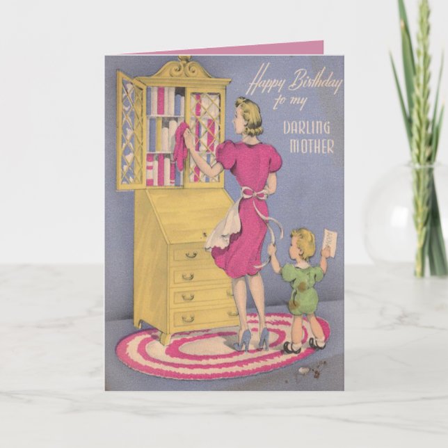 Carte d'anniversaire vintage pour votre maman (Devant)