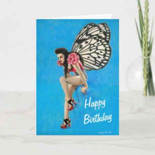 Carte d'anniversaire vintage Rockabilly Fairy