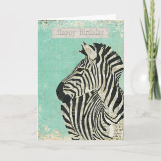 Carte d'anniversaire vintage Zebra Blue