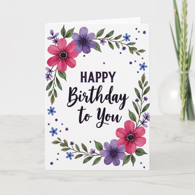 Carte d'anniversaire Violet Birthday Bloom (Devant)
