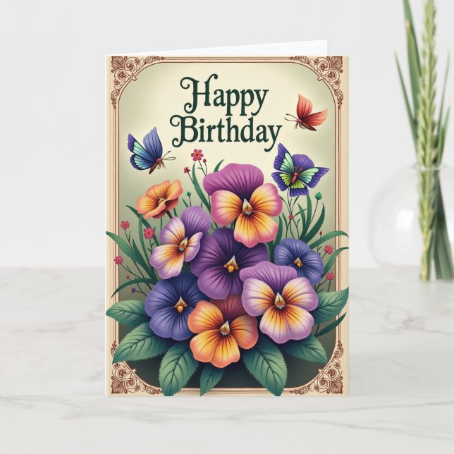 Carte d'anniversaire Violet Pensée (Devant)