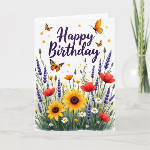 Carte d'anniversaire Violet Script