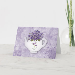 Carte d'anniversaire violet théière
