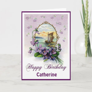 Carte d'anniversaire Violets et Bateaux