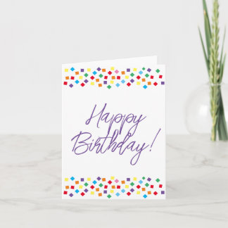 Carte d'anniversaire violette Confetti joyeuse (vi