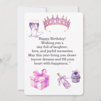 Carte d'anniversaire violette de luxe pour femmes
