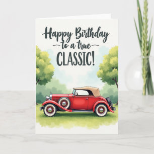 Carte d'anniversaire voiture rouge classique