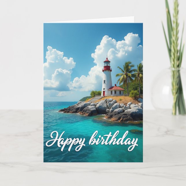 Carte d'anniversaire Vue sur le phare (Devant)
