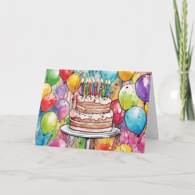 CARTE D'ANNIVERSAIRE WATERCOLOR (Devant)