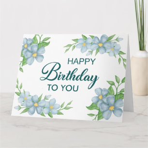 Carte d'anniversaire Watercolor Blue Flower