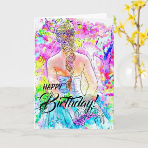 Carte d'anniversaire "Watercolor Girl" Sweet 16