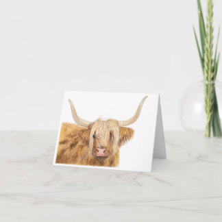 Carte d'anniversaire Watercolor Highland Cow