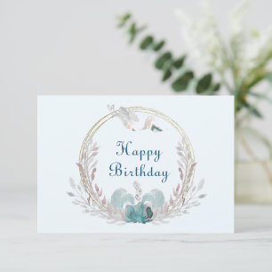 Carte d'anniversaire Watercolor Mermaid & Wreath