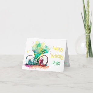 Carte d'anniversaire Watercolor MTB, mountainBike 