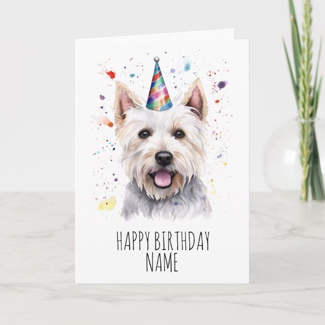 Carte d'anniversaire Watercolor Westie (Devant)