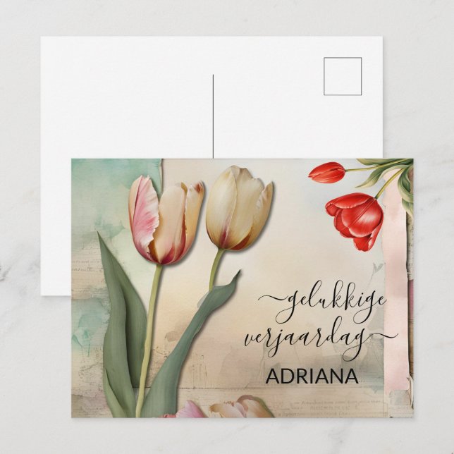 carte d'anniversaire wenskaart voor gelukkige verj (Devant / Derrière)