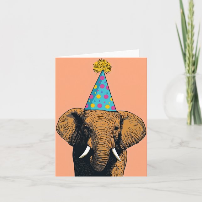 Carte d'anniversaire Whimsical Elephant - Fun Cele (Devant)