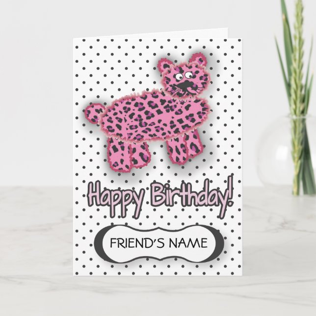 Carte d'anniversaire WILD Leopard rose (Devant)