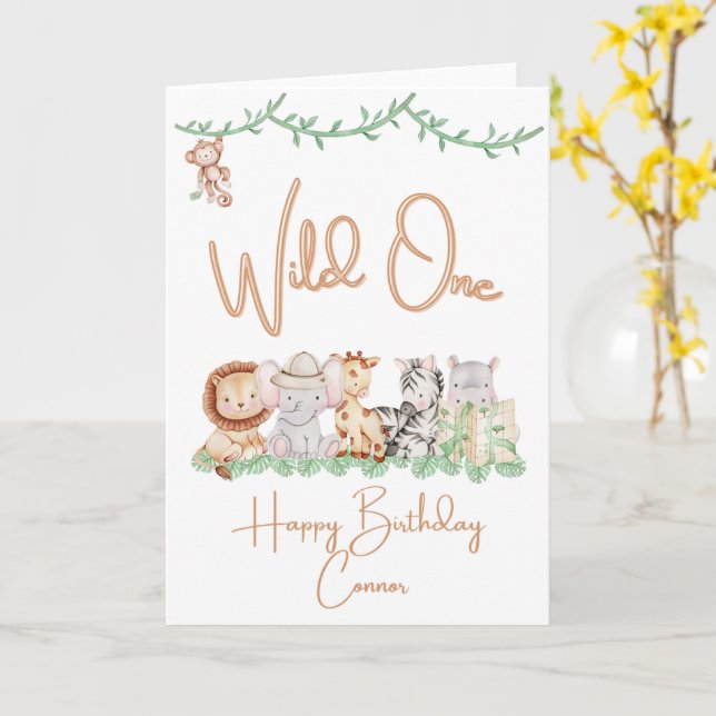 Carte d'anniversaire Wild One | 1er anniversaire (Fleur jaune)