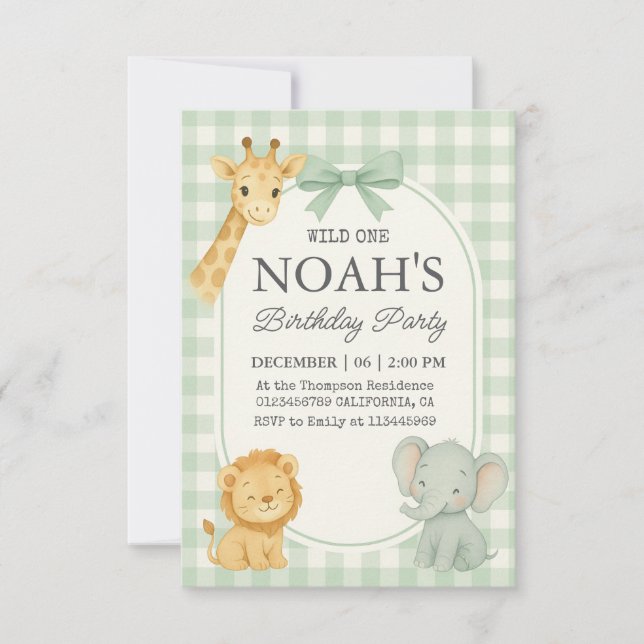 Carte d'anniversaire Wild One Safari (Devant)