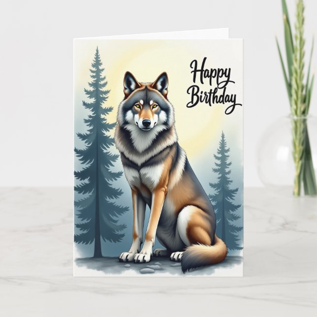 Carte d'anniversaire Wild Wolf Art (Devant)