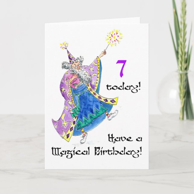 Carte d'anniversaire 'Wizard' pour un enfant de 7  (Devant)