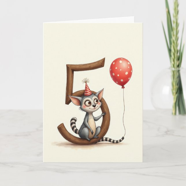 Carte D'anniversaire Woodland 5 Ans (Devant)
