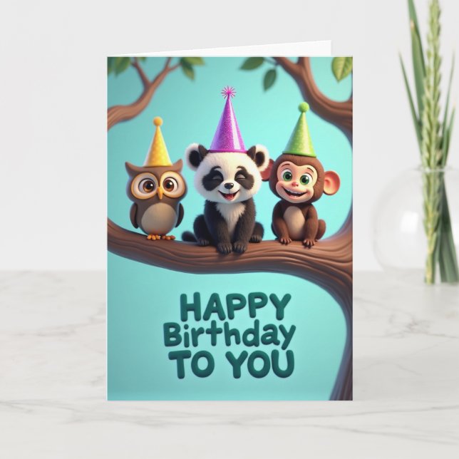 Carte d'anniversaire Woodland Party (Devant)