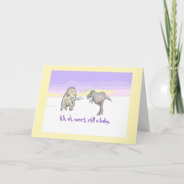 Carte d'anniversaire Wooly Mammoth et Dinosaur (Devant)
