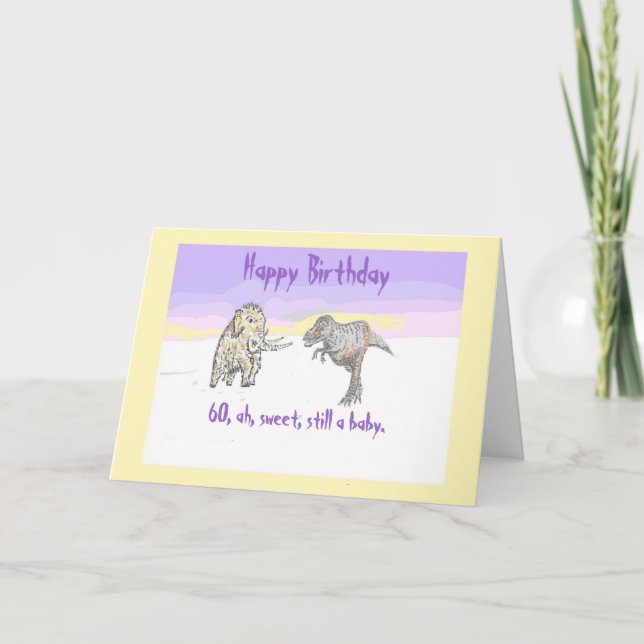 Carte d'anniversaire Wooly Mammoth et Dinosaur 60 (Devant)