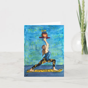 Carte d'anniversaire Yoga avec un jeu de mots drôl