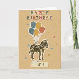 Carte d'anniversaire Zebra - Nom personnalisé