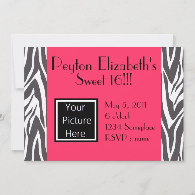 Carte d'anniversaire Zebra Pink (Devant)