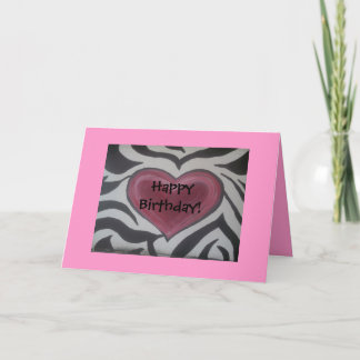 Carte d'anniversaire Zebra & Pink Happy !