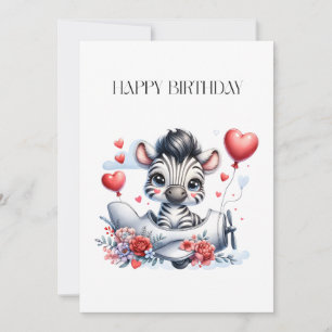 Carte d'anniversaire Zèbre Avion