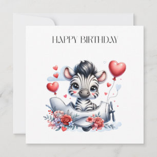 Carte d'anniversaire Zèbre Avion