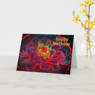 Carte d'anniversaire Zinnia Abstraite Flower Art