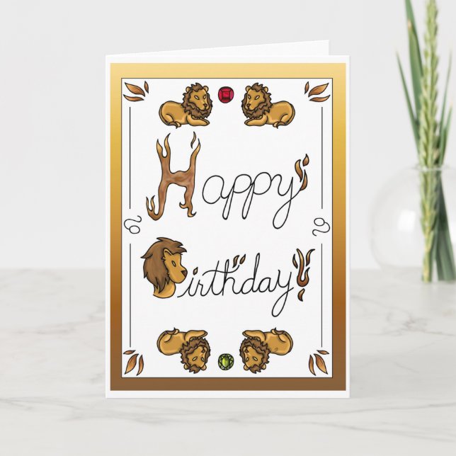 Carte d'anniversaire zodiaque Lion (Devant)