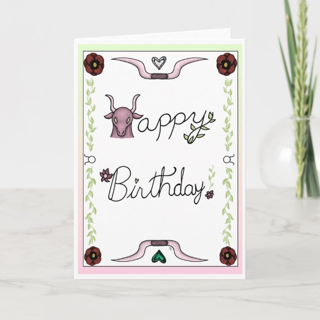 Carte d'anniversaire zodiaque Taureau (Devant)
