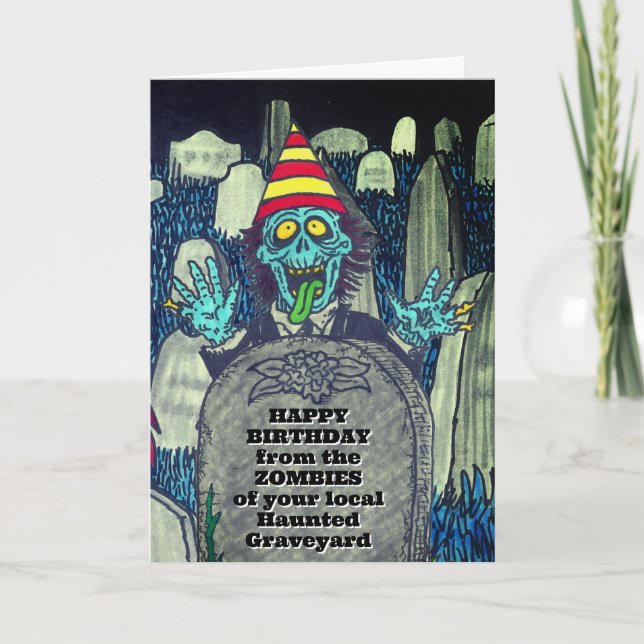Carte d'anniversaire ZOMBIE Déplaisante (Devant)