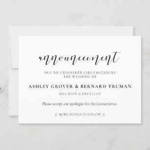 Carte d'annonce d'annulation de mariage
