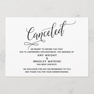 Carte d'annonce d'annulation de mariage élégante