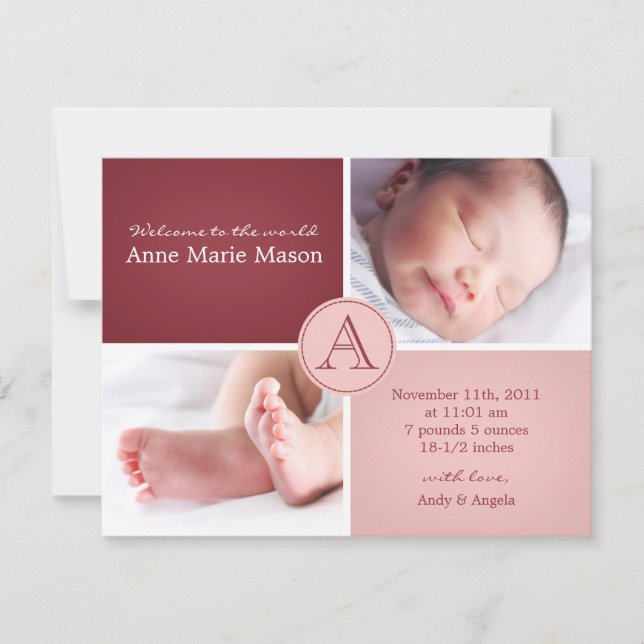 carte d'annonce de bébé FILLE (Devant)