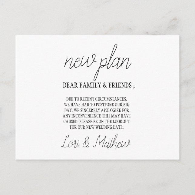 Carte d'annonce de changement de date de nouveau p (Devant)